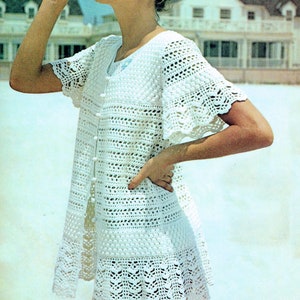 Vintage Crochet Beach Dress Cover-up Pattern: 1970s Retro Style (PDF Pattern)