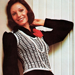 1970s Metallic Vest Knitting Pattern: Woman&#39;s Waistcoat (36-40&quot; Bust) (Digital Download)