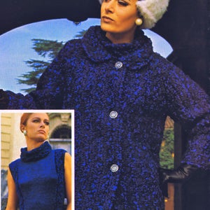 Vintage PDF Knitting Pattern Two Piece Coat Dress Tweed Look Bust Size 34-42 Inches Instant e-Pattern Reproduction Download