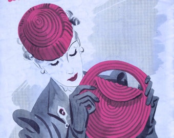 PDF Crochet Pattern Reproduction Vintage Hand Bags Envelopes Barrels Purse Patterns Brim Hats Tam Berets Toppers Pill Box Millinery