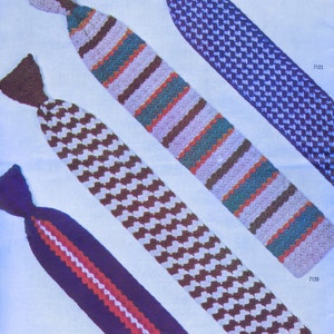 Vintage Crocheted Mens Fashion Tie Patterns Seventeen Retro Mid Century Design Styles for Men & Boy's PDF ePattern Instant Download image 2