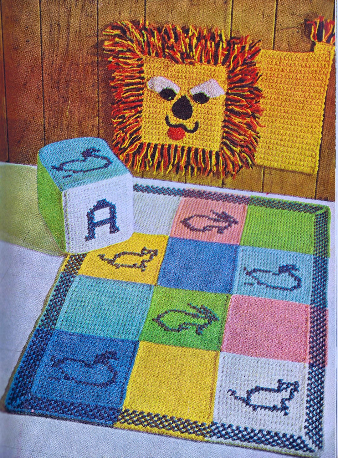 Vintage Color Block Baby Crochet Rug Pattern – Pillow & Wall Hanging ...