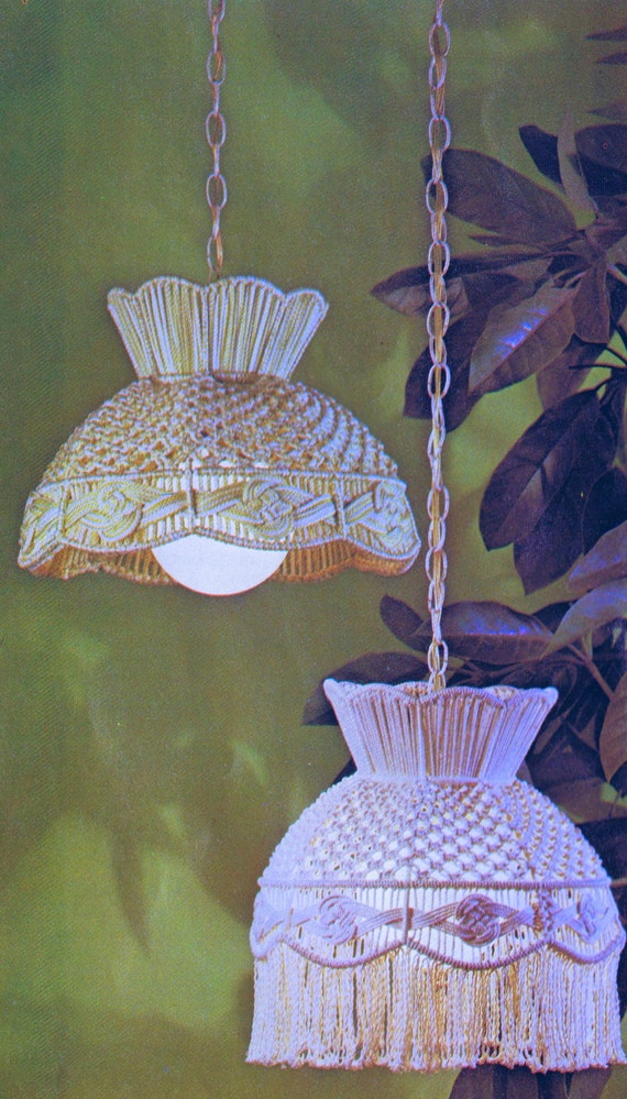 Two Macrame Hanging Swag Lamp Patterns Vintage 70s Retro Home