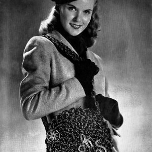 Vintage Hand Bag Crochet Shoulder Bag Pattern Vintage 1940s Instant PDF Reproduction Instant Download Skill level Beginner