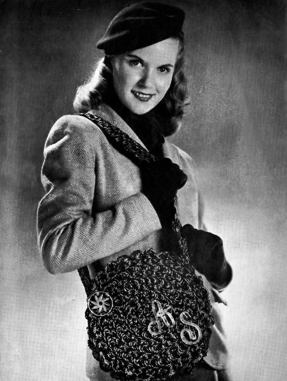 Vintage Crochet Shoulder Bag Pattern: 1940s Handbag (Instant PDF Download)