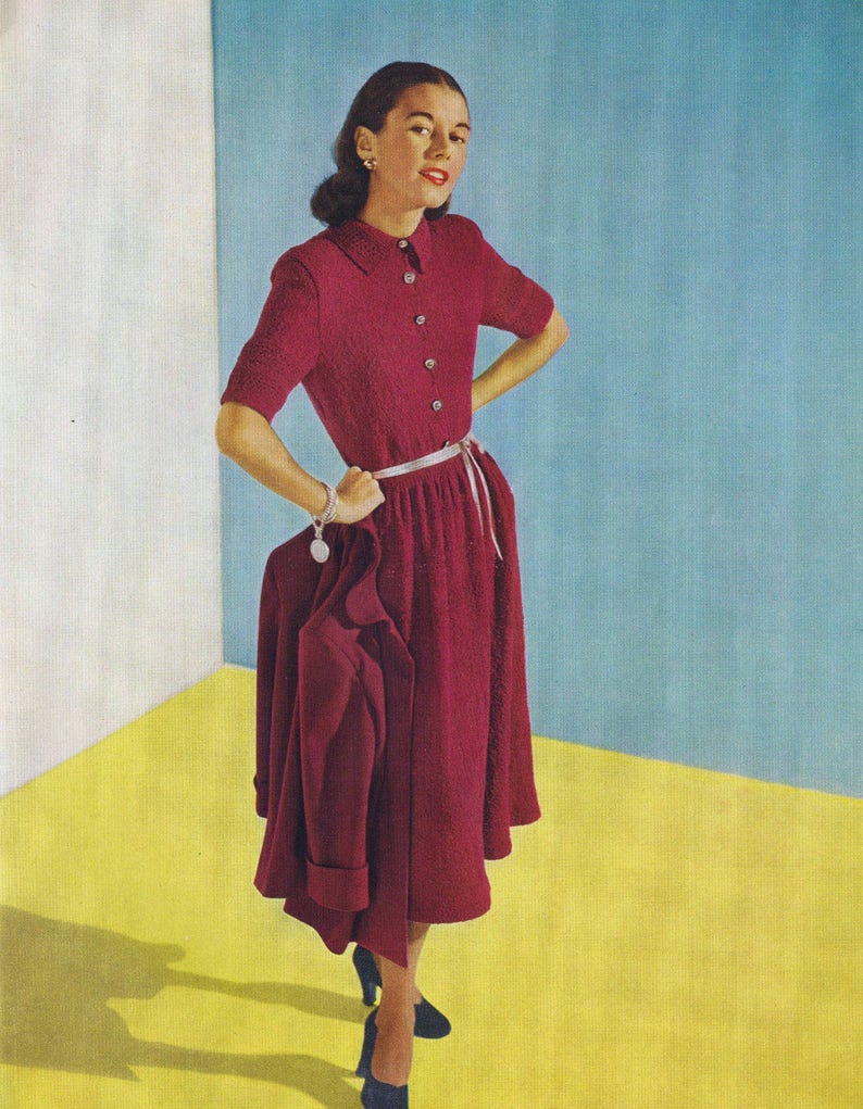 Couture Swing Jacket PDF Knitting Pattern Classic Dresses Hat Skirt Blouse Instant Download Knit Pattern e Book Reproduction image 4