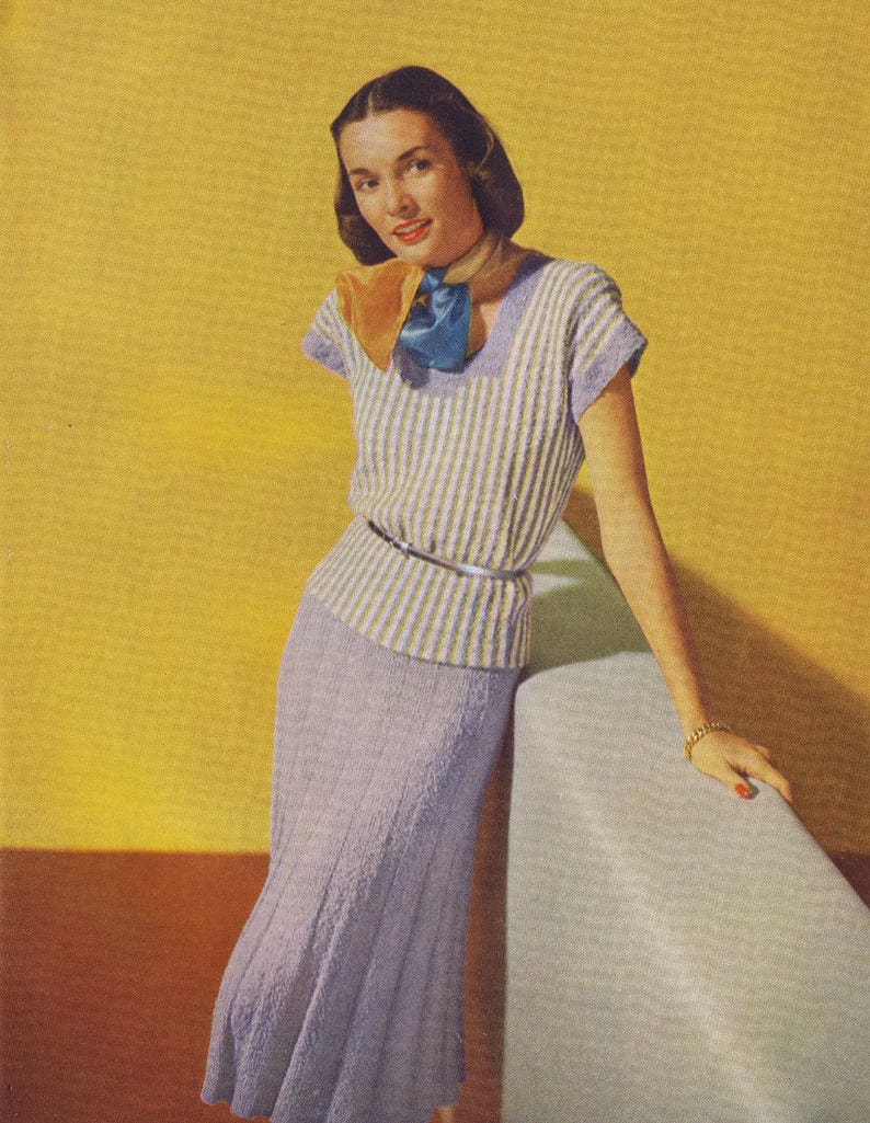 Couture Swing Jacket PDF Knitting Pattern Classic Dresses Hat Skirt Blouse Instant Download Knit Pattern e Book Reproduction image 7