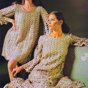 Crochet PDF Pattern Two Ribbon Dresses Sizes 8-18 Vintage 1960&#39;s Mini Evening Reproduction Instant Digital PDF e-Pattern Download