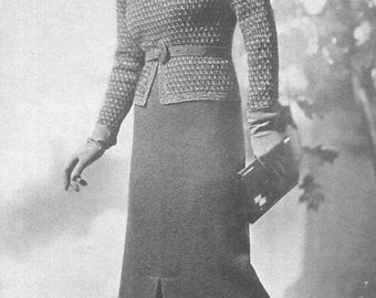 Vintage PDF Knitting Pattern Suits Coats Blouse Dresses Blouse Walking Suit Ensemble Bust 34-36 Instant Digital Download