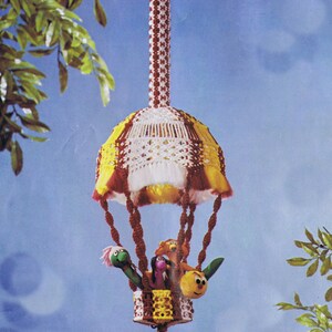 1970s Macrame Nursery Swag Lamp Pattern: Up Up and Away (PDF Download)