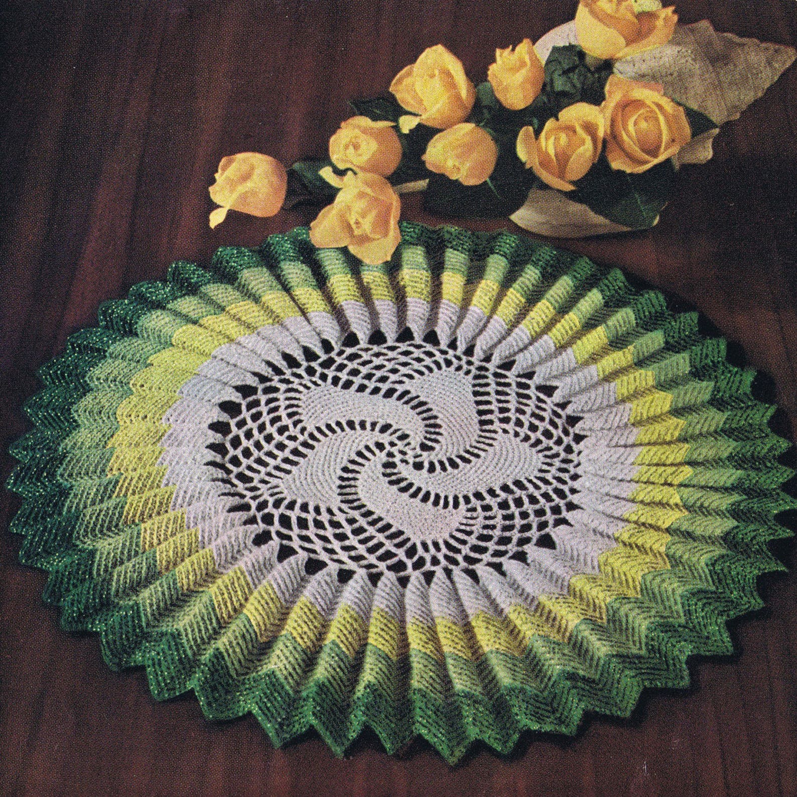 Vintage Ruffled Doily Patterns Mid Century Crochet Ruffle Doilies Lacy ...
