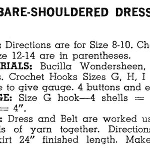 Crochet a stunning 1970s bare-shouldered lacy dress with this vintage pattern. Fits 1970s crochet pattern, bare-shoulder crochet dress, lacy crochet dress, vintage dress pattern