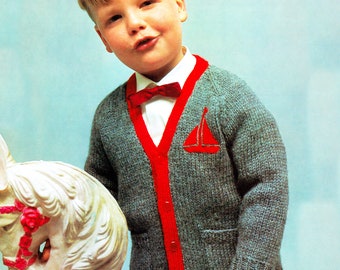 Kids Vintage Knitting Pattern Boys Girls Cardigan Jumper Size 4-14  Chest 22- 32 Inches PDF Reproduction 1970s Instant Digital Download