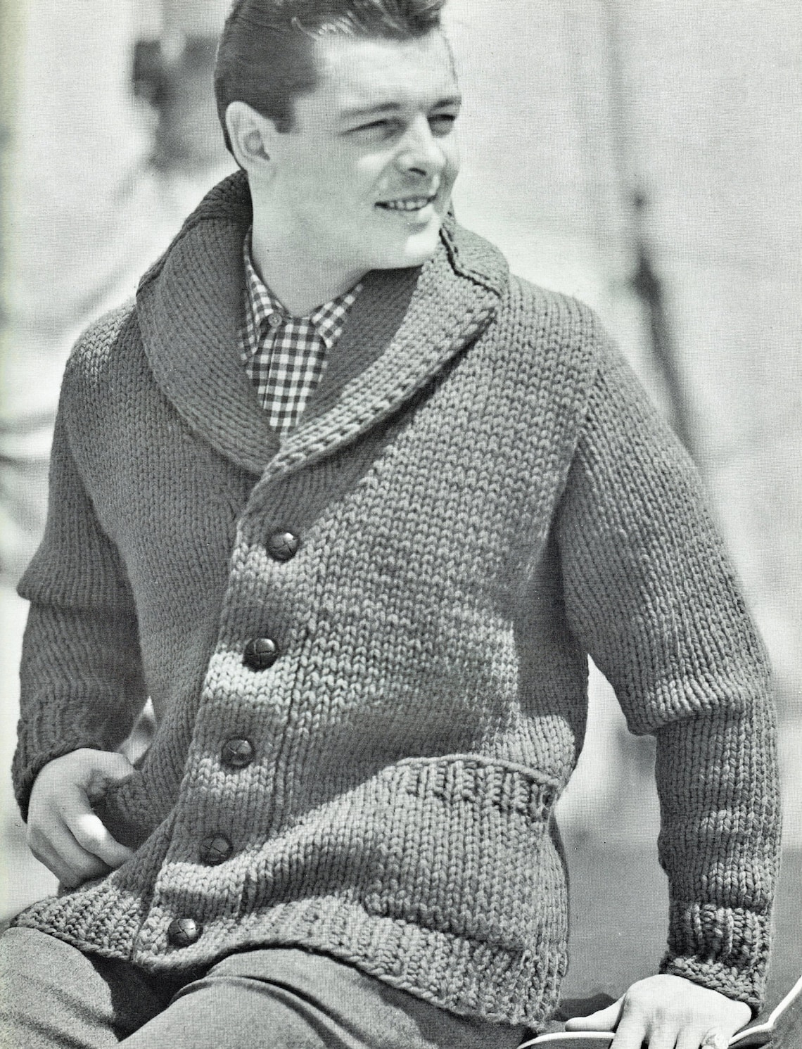 Mens Vintage Shawl Collar Cardigan Knitting Pattern (PDF Download) - Etsy