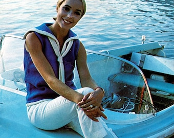 Vintage 1960s Sailor Collar Knit Sweater Pattern (PDF Download)