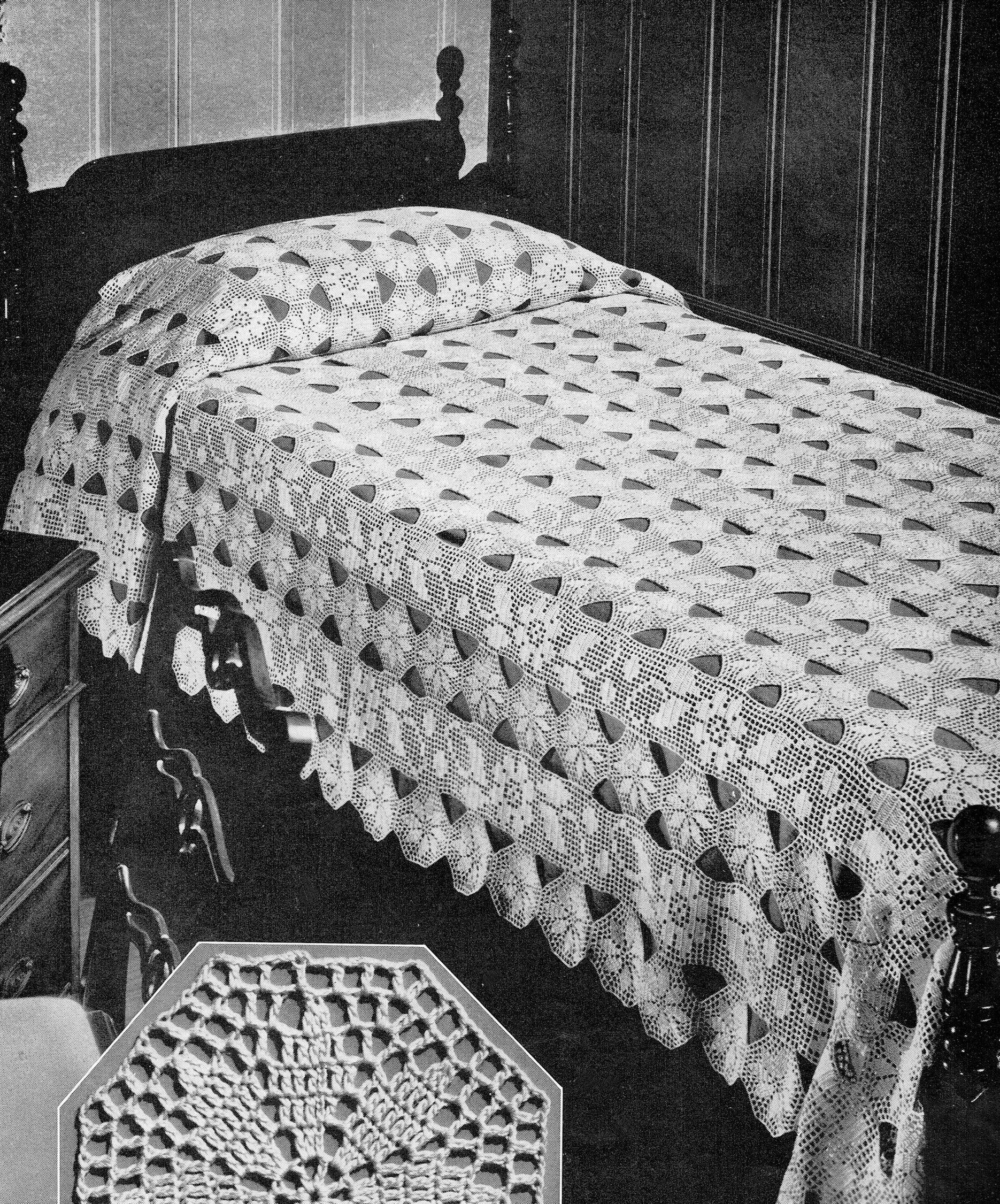 Vintage Crochet Bedspread Motif Patterns Mid Century Home Deco Etsy