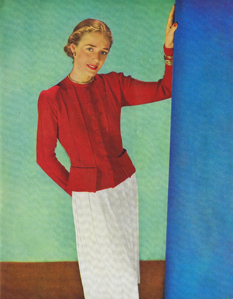 Couture Swing Jacket PDF Knitting Pattern Classic Dresses Hat Skirt Blouse Instant Download Knit Pattern e Book Reproduction image 5