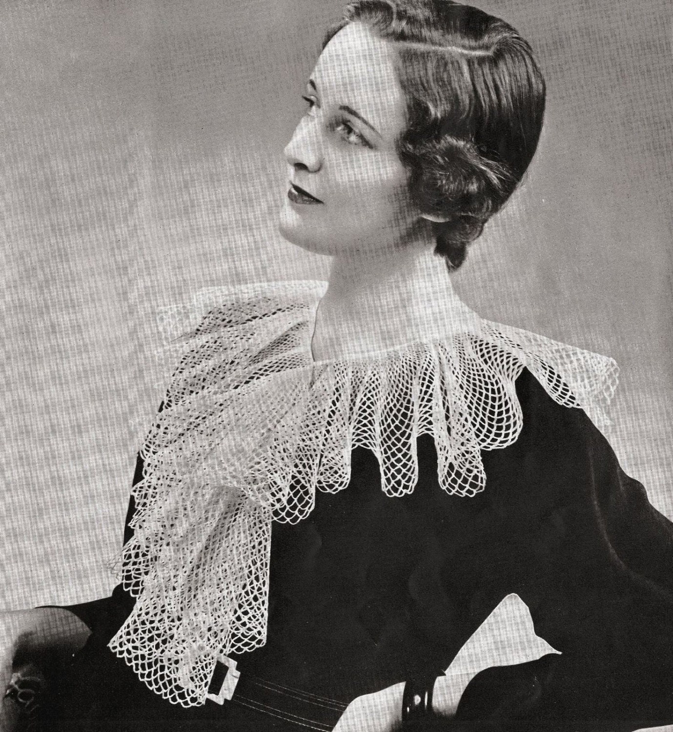 Vintage Crochet Patterns 1930's Collars Jabots Cuffs Jabots Scarfs and Other Trims Ruffled