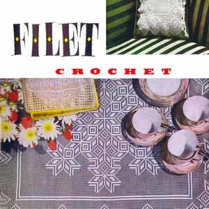 Vintage Filet Crochet Lace Patterns: Tablecloths, Doilies (PDF Download Reproduction)