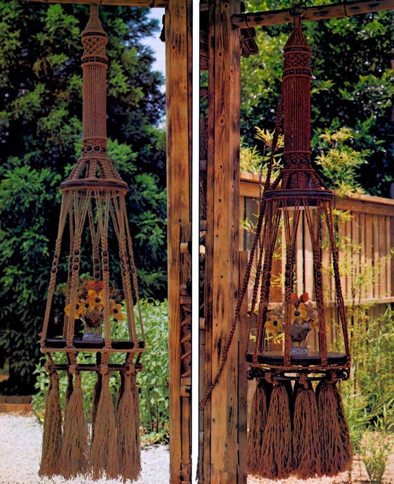 Two Macrame Hanging Table Patterns Vintage Home Decor Etsy