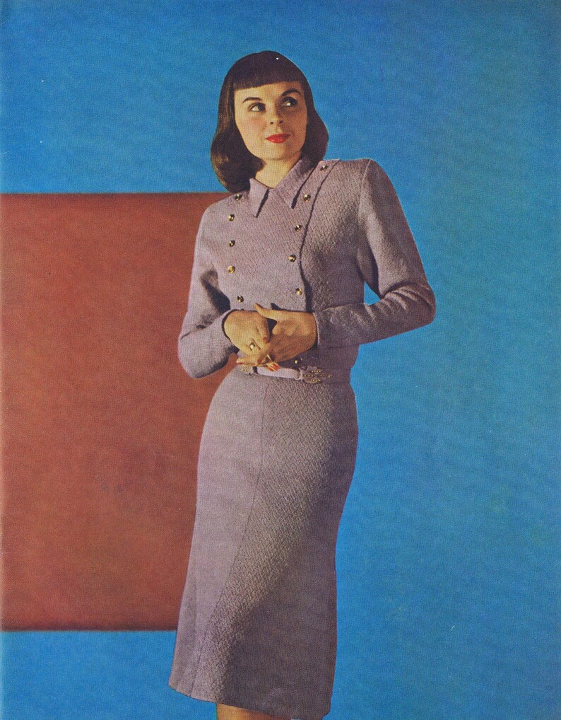 Couture Swing Jacket PDF Knitting Pattern Classic Dresses Hat Skirt Blouse Instant Download Knit Pattern e Book Reproduction image 6