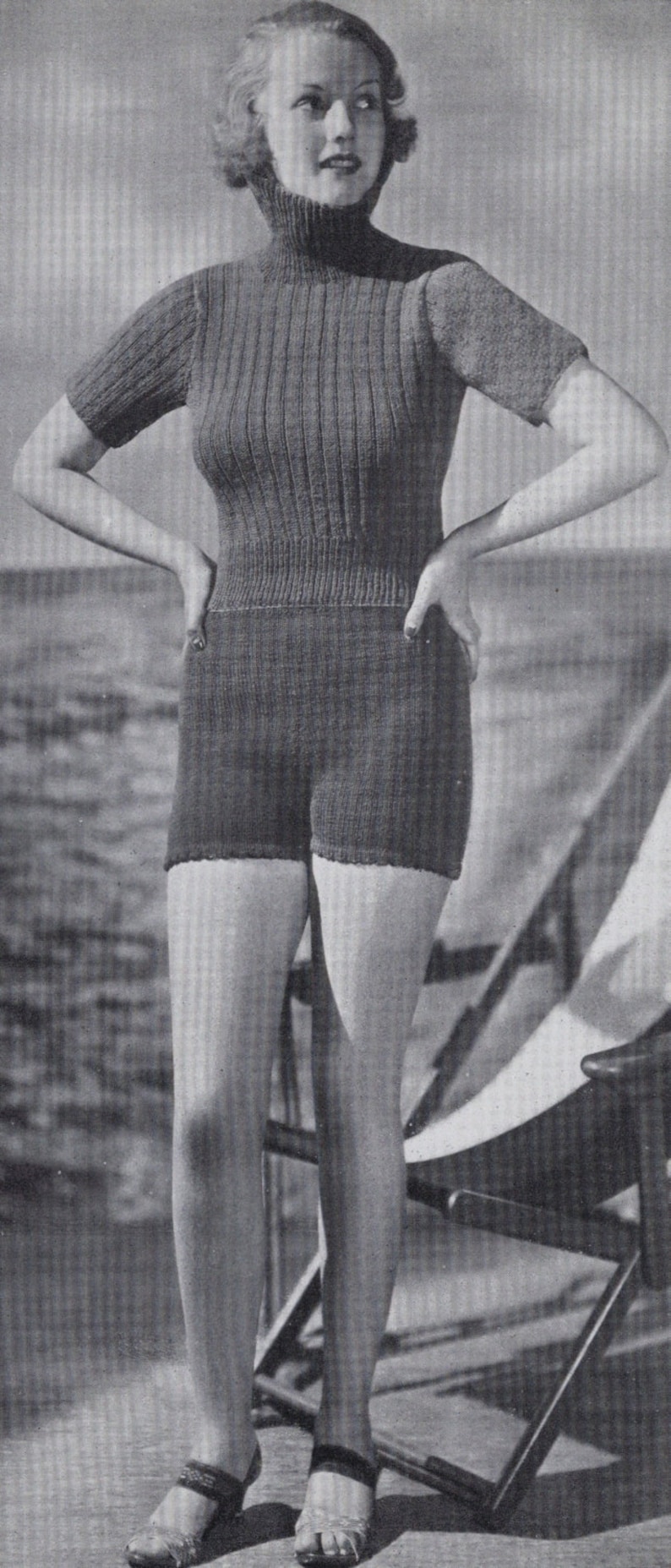Vintage 30s Knitting Patterns Beachwear Bathing Swimming Suits Two
