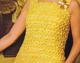 Vintage 1960s Hairpin Lace Crochet Dress Pattern PDF – Two Piece Dress Sizes 8-18 Instant Digital PDF ePattern Download