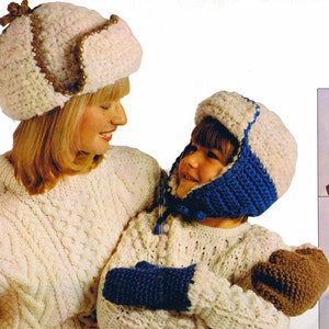 Vintage Crochet Lancers Cap and Mittens Set: Reversible Pattern (PDF Download)