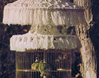 Vintage Macrame Bird Cage Canopy Pattern: 1970s Home Decor (Digital PDF)