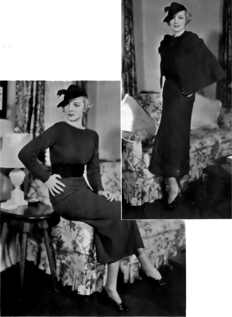 Knitting Pattern Three Piece Cape Suit 1930's Bust Size 34-36 Inches Instant Download Digital e-Pattern Download image 1