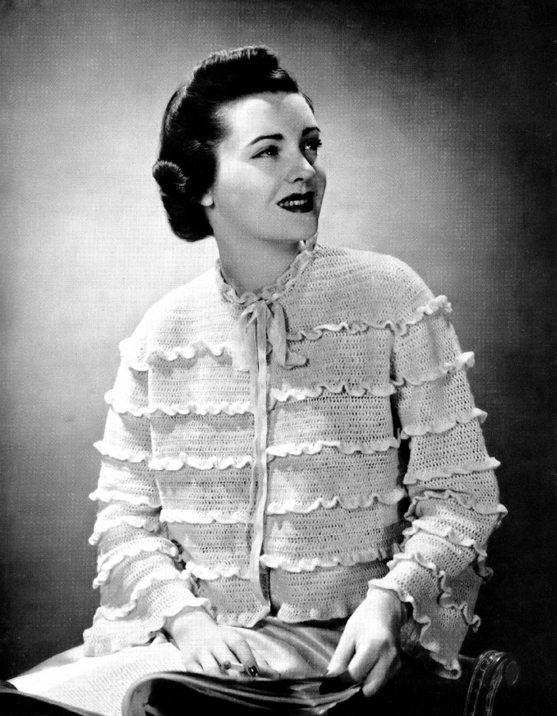 Knitting Patterns Vintage Suits Sweaters Dresses Bed Jacket 1930's Bust 35 Inches PDF Instant Download e-Pattern Book Digital Reproduction image 5