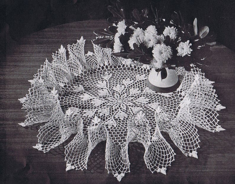 Vintage Ruffled Doily Patterns Mid Century Crochet Ruffle Doilies Lacy