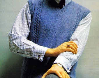 Men's Vintage Cable Stitch Pullover Vest Knitting Pattern (PDF Download)