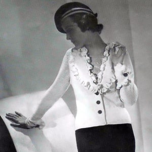 Ruffled Blouse Vintage e-Pattern Ruffle Neckline~Cuffs 1930&#39;s PDF e-Pattern Book Instant Download Digital Reproduction