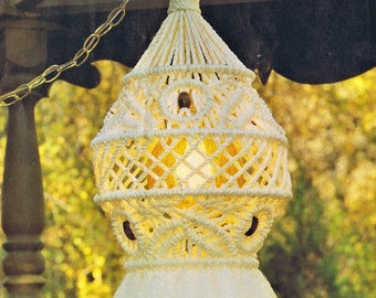 Vintage 1970s Macrame Lamp Pattern: Hanging Planters & Decor (eBook)