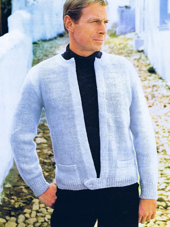 Vintage Knitted Jacket PDF Pattern Reproduction Mens Chest Sizes 36 to 46 Inches