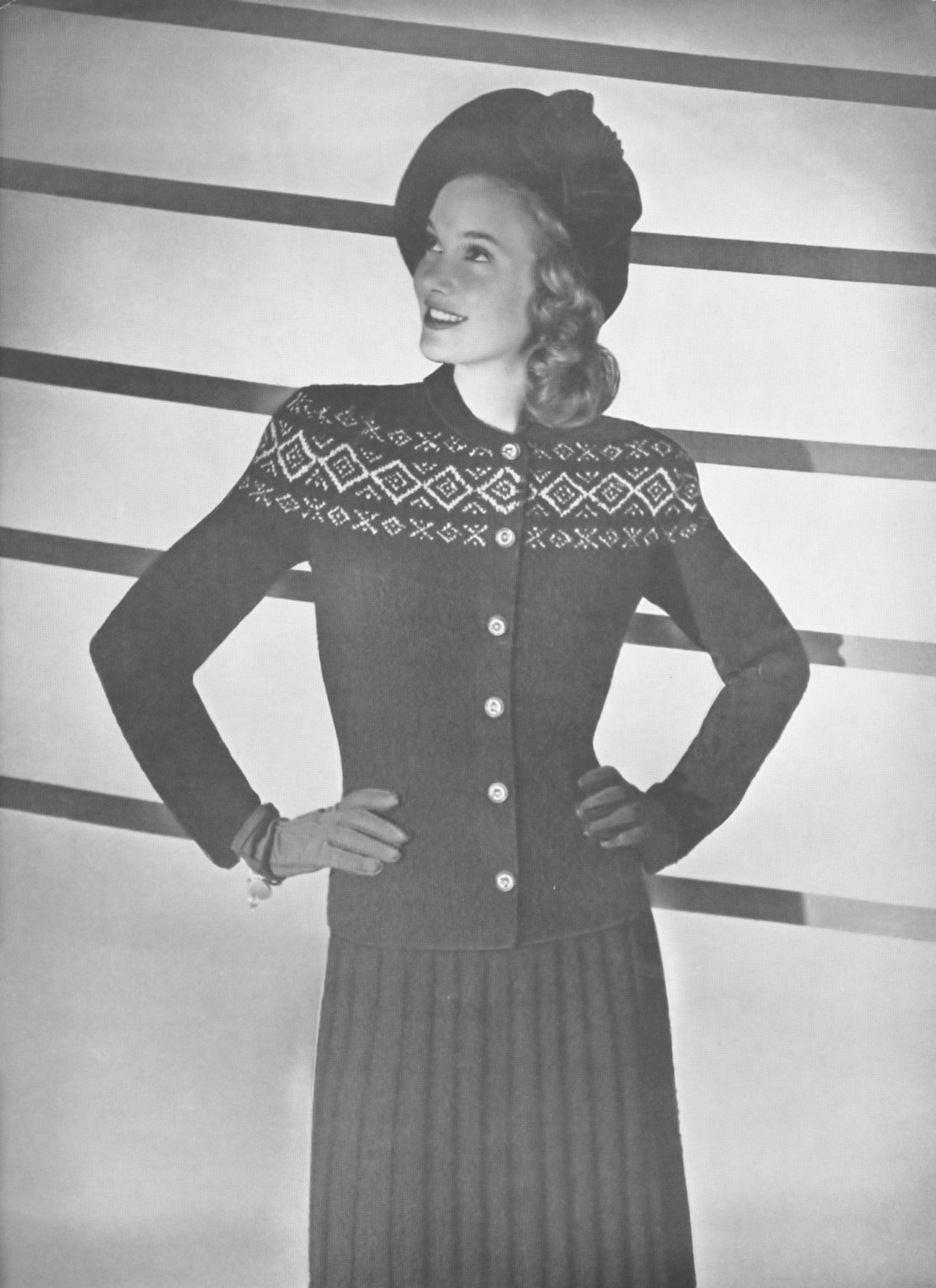 Vintage Knitting Pattern Jacquard Two Piece Knit Suit New Etsy
