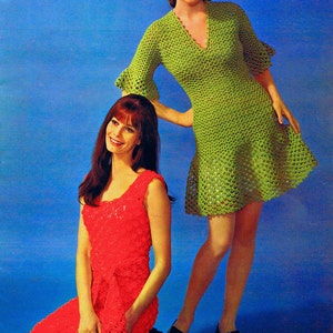 Vintage 1970s How To Crochet Patterns 32-45 Bust Sheath Dresses Stoles Ponchos Granny Square Motif Skirts Capes Spinnerin Bk 204 PDF Pattern image 3