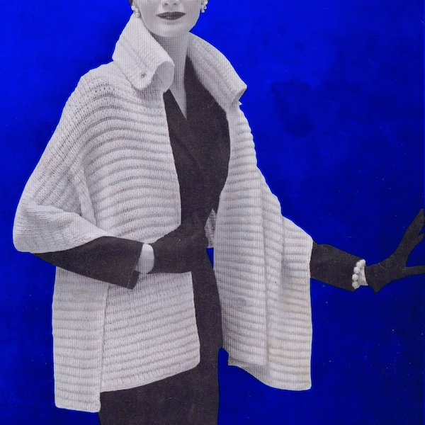 Vintage 1950's Knitted Stole Jacket Pattern (PDF Download)