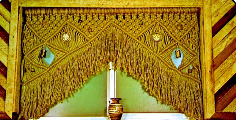 Vintage 1970s Macrame Valance Curtain Pattern: Retro Home Decor (PDF ...