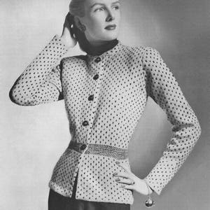Vintage 1940s Jewel Stitch Jacket Knitting Pattern (Bust 32-38) (PDF Download)