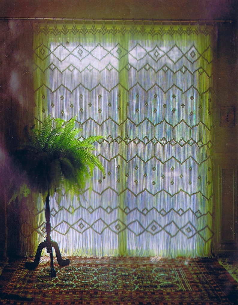 Macrame lace pattern door curtain panel vintage queen anne design home