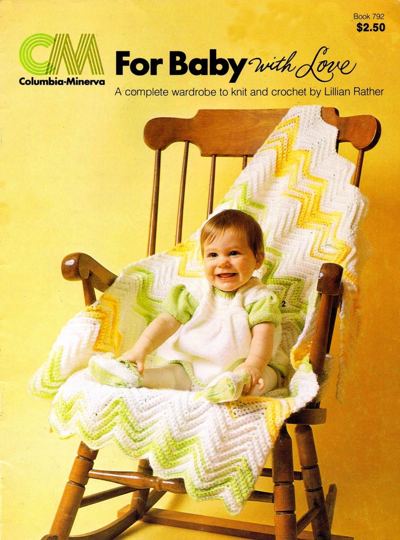 Vintage Knitting Crochet Pattern Wardrobe Christening Dress Blanket Puffed Sleeve Dress Pompon Booties Coveralls Columbia Minerva Book 792 image 1