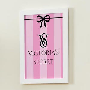 Printable VICTORIA SECRET Digital Print Poster , Pink and White Stripe ...