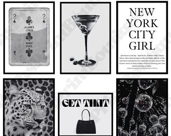 15 PCS Luxury Black And White Posters | Designer Wall Art Canvas | Black And White Fashion Wall Prints | Fashion Aesthetic Prints | Digital