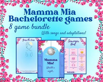 PRINTABLE Mamma Mia Bachelorette Party Games | 8 Game Bundle | Hen do Party Games | Dancing Queen Bridal Shower