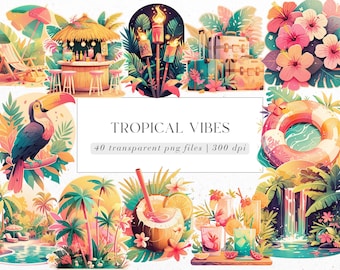Tropical Vibes, Tropisch Clipart, digitaler Download
