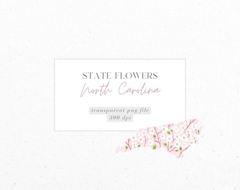 North Carolina, Dogwood, State Flowers, Ditsy Florals, PNG, Digital Download