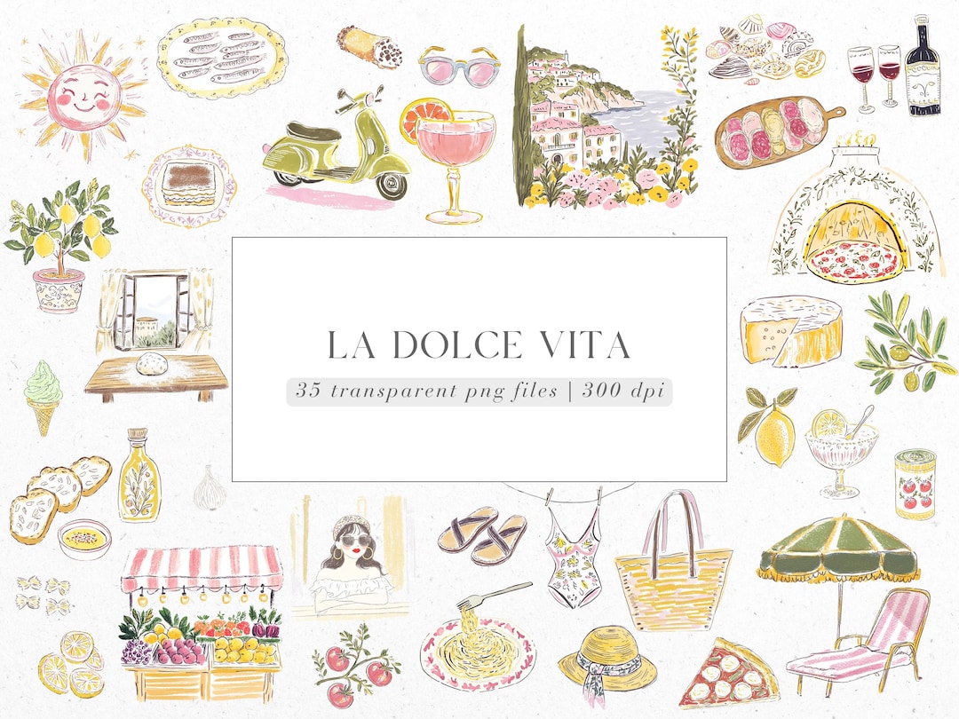 La Dolce Vita, Italian Summer, Italy, Mediterranean, Hand Drawn Style ...