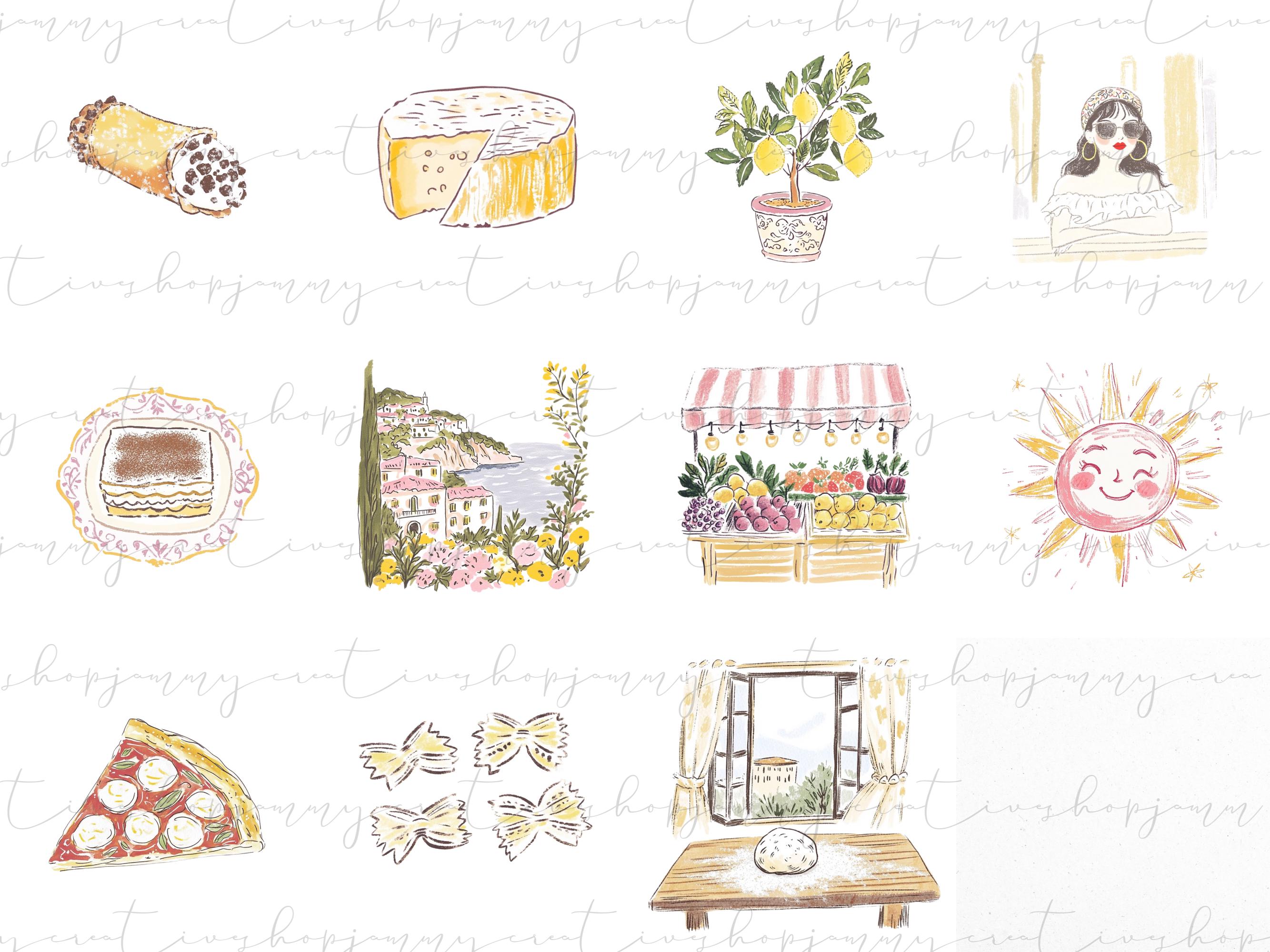 La Dolce Vita, Italian Summer, Italy, Mediterranean, Hand Drawn Style ...